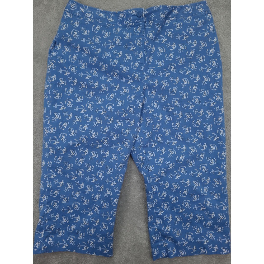 Pendleton Cropped Capri Pants Plus‎ Size 18W Blue Anchor Print  Nautical